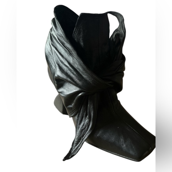 CCWDMOSS Black Ankle Booties with Square Toe and Bow Tie Design - Size 10 - Picture 9 of 14